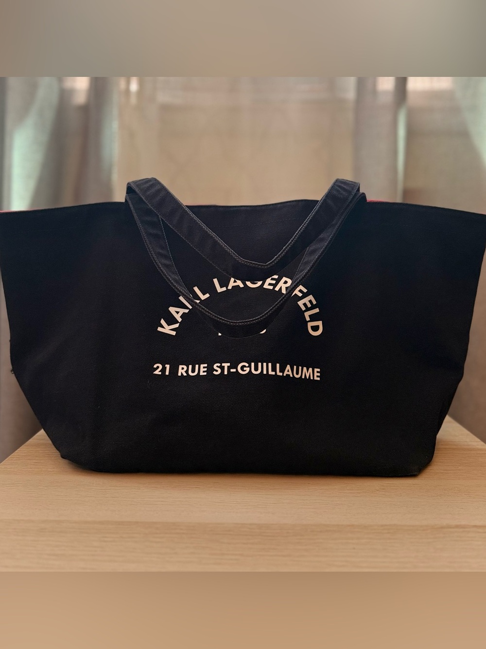 Karl Lagerfeld Black Canvas Tote with White Logo